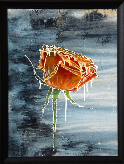 ©RoseLong, Orange Rose, Acrylic painting