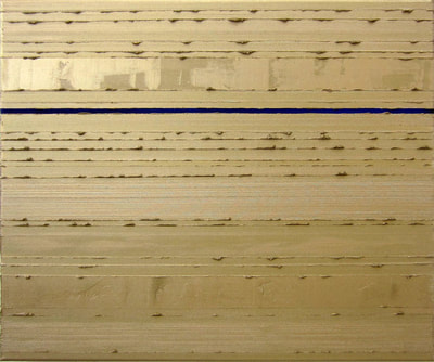Stripes Gold Delft Blue; Oil on canvas; 50 x 60 cm ©RoseLong.com