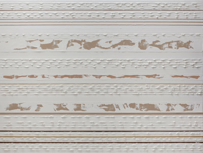 Stripes White on Clay; Oil & Acrylic on linen; 90 x 120 cm ©RoseLong.com