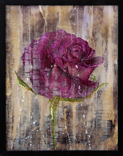 ©RoseLong, Purple Rose, Acrylic painting
