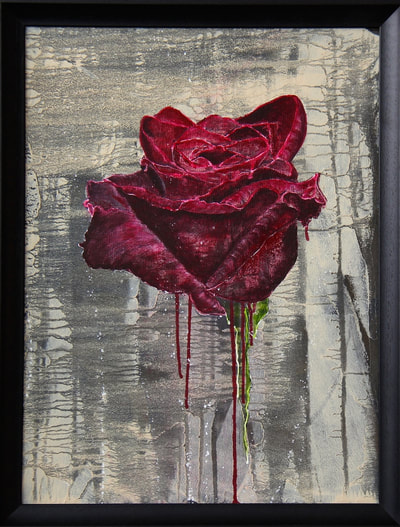 ©RoseLong, Red Rose, Acrylic painting