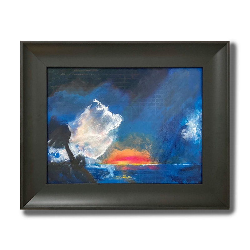 The Deluge Painting; Oil on canvas board - Framed