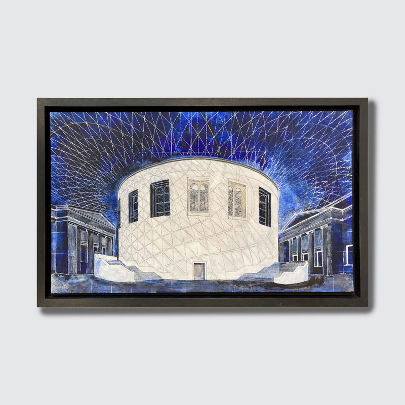 Great Court, British Museum; Acrylic on canvas board, framed
