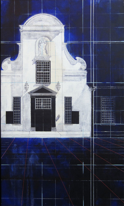 SOLD - Blueprint Series - Groot Constantia, Cape Town; Acrylic on canvas board, framed; 75 x 45 cm; ©RoseLong